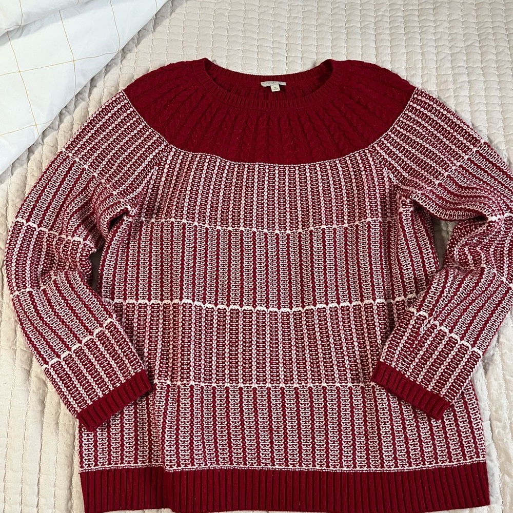 Talbots Red and White Patterned Sweater